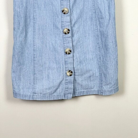 Topshop Ruffle Sleeve Chambray Button Front Dress - Picture 6 of 10